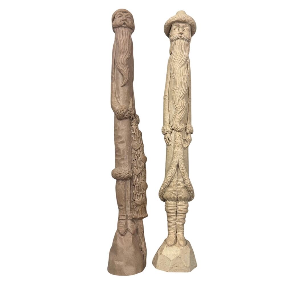 Jim Shore Pencil Santa Figurine Set Carved Folk Art 1990 1991